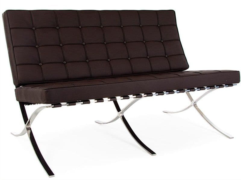 barcelona 2-piece brown leather sofa & chair set